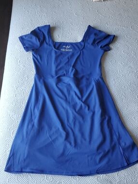 Isabel Maternity Royal Blue Square-Neck Athletic Dress